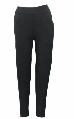 Women's Thick Winter Thermal Fleece Leggings Pants W Pockets - Black