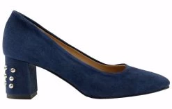 BOSCCOLO Women's Leather Pumps Navy Blue Suede