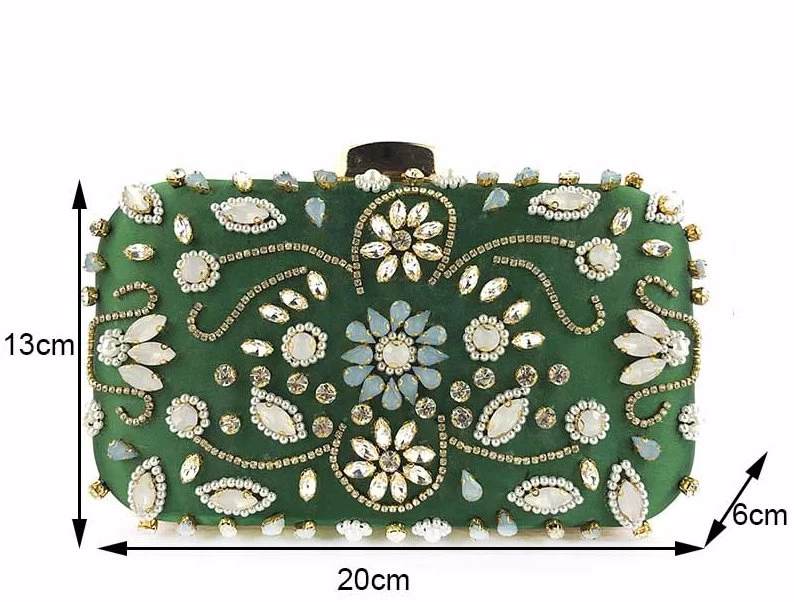 Beakey Womens Crystal Beaded Evening Clutch Purse-Green 4 Beakey Womens Crystal Beaded Evening Clutch Purse-Green - Image 2
