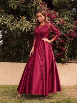 Amanda Royal Women's Round Neckline Maxi Dress - Red -Madam Clothing Store db65c14e 4ebc 4472 b35a 2049ba836324