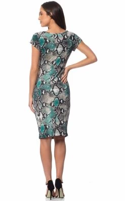 Worship Women's Shift Dress With Rouging - Teal Snake -Madam Clothing Store db816aca472ace8daae741a91759d521