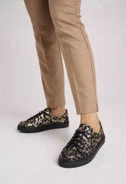 BOSCCOLO Women's Leather Sneakers Gold&Black -Madam Clothing Store dc134165 8a66 49a7 bd7b b482c4af8fa8