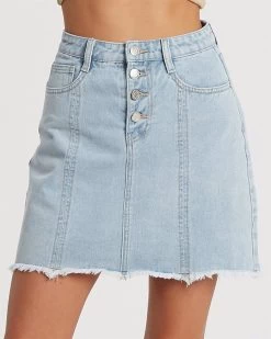 THE FATED Women's Etta Denim Skirt - Light Blue Wash