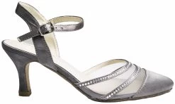 Clarice Demure Leather Heeled Sandals - Grey/Satin