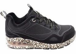 Skechers Womens Uno 2 Spottastic Comfortable Memory Foam Shoes - Black/Leopard