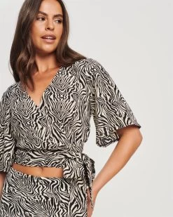 TUSSAH Women's Carin Blouse - Black And White Zebra -Madam Clothing Store dd4b359a9f812e688febd50dfe332959