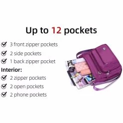 Beakey Women Shoulder Handbag Roomy Multiple Pockets Fashion Crossbody Purse-Black -Madam Clothing Store ddb95f9e173f3ab25a43a6647593b14f