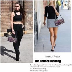 Beakey Womens Crossbody Handbag Graffiti Cute Leather Shoulder Bag-Black -Madam Clothing Store deddeea26ebe2b0c666e1fb504cca7d3