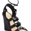 Schutz Jayne Woven Black Leather Single Sole Wedge Heel Sandals -Madam Clothing Store e2adf8ceb961210f5271651853e94a41