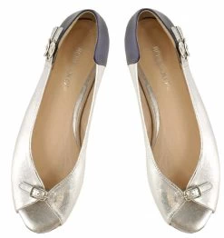 BOSCCOLO Women's Leather Ballerinas Silver&Navy Blue -Madam Clothing Store e56c3103 d7d4 4772 8ca9 c130a842d8f2
