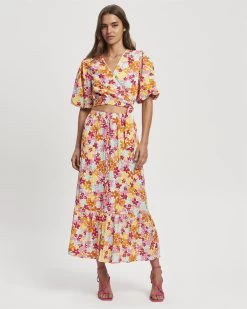 SAVEL Women's Hannah Wrap Blouse - Sherbet Floral -Madam Clothing Store e5db27df187574193dc8254bfe0090f6