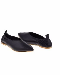 Lizza Women's Foldable Genunie Leather Ballerina Flats - Black -Madam Clothing Store e630c84a 6450 41dd 9edf 259a11f54afe