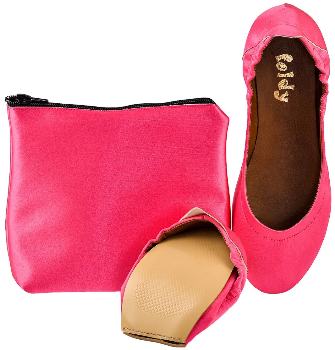 Foldy Women's Foldable Ballerina Flats With Carrying Bag - Fuchsia 3 Foldy Women's Foldable Ballerina Flats With Carrying Bag - Fuchsia