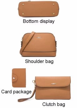 Beakey Women Retro Large Capacity Four-piece Sets Handbags Shoulder Bags Tote-SilverGrey -Madam Clothing Store e8b71bd8aac10b5275dd2acb530360f2