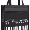Beakey Piano Keys Music Waterproof Oxford Cloth Handbag Shoulder Shopping Bag-Black