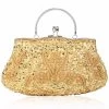 Beakey Beaded Sequin Design Flower Evening Purse Large Clutch Bag-Gold -Madam Clothing Store e98f38e82904690865f97e483c5a5078