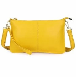 Beakey Leather Clutch Small Envelope Crossbody Bags For Women-Yellow