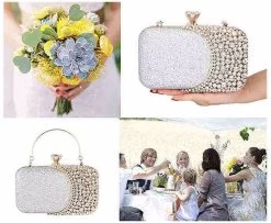Beakey Womens Crystal Evening Clutch Bag Wedding Purse Party Bag-Gold -Madam Clothing Store eb8b062db24e017063921dde130ac55f