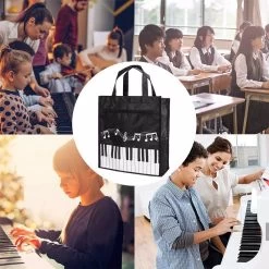 Beakey Piano Keys Music Waterproof Oxford Cloth Handbag Shoulder Shopping Bag-Black -Madam Clothing Store ebb14fb44a05e001d64308925b0e5e53