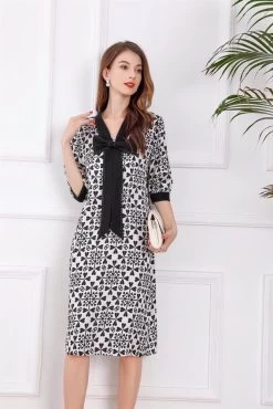 Deli.S Women's Dress - White/Black Print -Madam Clothing Store ebd628e7242ab26cf3fd1b926bdb6e3b