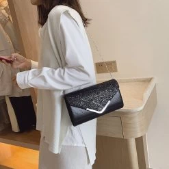 Beakey Women Evening Envelope Clutch Prom Sequin Shoulder Cross Body Bag-Black -Madam Clothing Store edddf77e30f1cfb73cd52e3fe88a5e0d