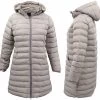 Women's Longline Padded Hooded Jacket Puffer Puffy Quilted Windproof Zip Coat - Grey -Madam Clothing Store ee6dbd9f7452aad6c0af089d675756af