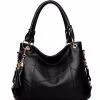 Beakey Women PU Leather Handbag Large Capacity Satchel With Shoulder Strap-Black -Madam Clothing Store eef993dffba5ae28e47c5cfcecaab503