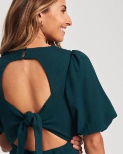 TUSSAH Women's Nolah Midi Dress - Emerald -Madam Clothing Store ef2edc0c48621094c574d777b3de79b7