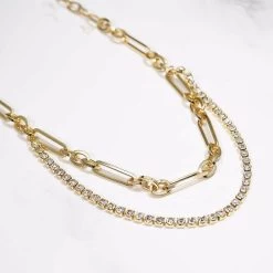 Beakey Link Layered Necklace Gold Paperclip Chain Choker For Women -Madam Clothing Store f027e4fc8484dcad6f915d14756fa1ad