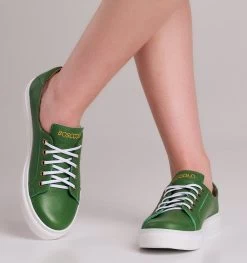 BOSCCOLO Women's Leather Sneakers Green/White -Madam Clothing Store f0649f2b c247 4fbc 8461 b5926c5442f3