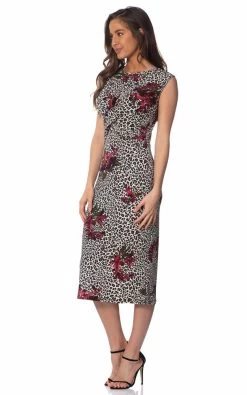 Worship Women's Floral Shift Dress X-Over Detail No Sleeves - Leopard 6 Worship Women's Floral Shift Dress X-Over Detail No Sleeves - Leopard -Madam Clothing Store f09434014af63dd341f01d7f32e788e5