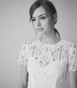 Reiss Womens Fiona Short Sleeve Lace Top White - -Madam Clothing Store f2124c45944f5ae15bdd54ff8ccf33a5