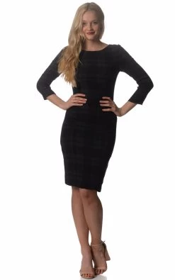 Womens Black Grey Michelle 3/4 Slv Dre