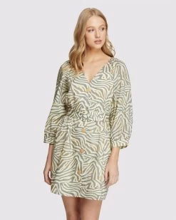 Oxford Women's Peony Grey Animal Print Dress - Grey/Ecru -Madam Clothing Store f34e1d406682d84e83f393e817a5d37b