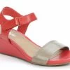 Effegie Women's Palerma Italian Leather Wedge Heel With Velcro Ankle Strap - Red/Taupe -Madam Clothing Store f35e8d79 969f 4022 adaa ce6dd7d05fba