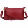 Beakey Leather Clutch Small Envelope Crossbody Bags For Women-Wine Red