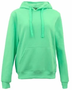 Women's Fleece Classic Pullover Hoodie Hooded Jumper Sweater Sweatshirt Jacket - Light Green