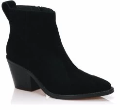 EOS Women's Comet Italian Suede Western Ankle Boots Black