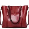 Beakey Womens Soft PU Leather Tote Bag Large Capacity Shoulder Bag-Wine Red