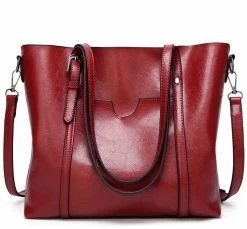 Beakey Womens Soft PU Leather Tote Bag Large Capacity Shoulder Bag-Wine Red