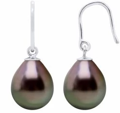 Love In Saint Germain Women's EarRing Hook Tahitian Pearls 9-10 Mm - Silver