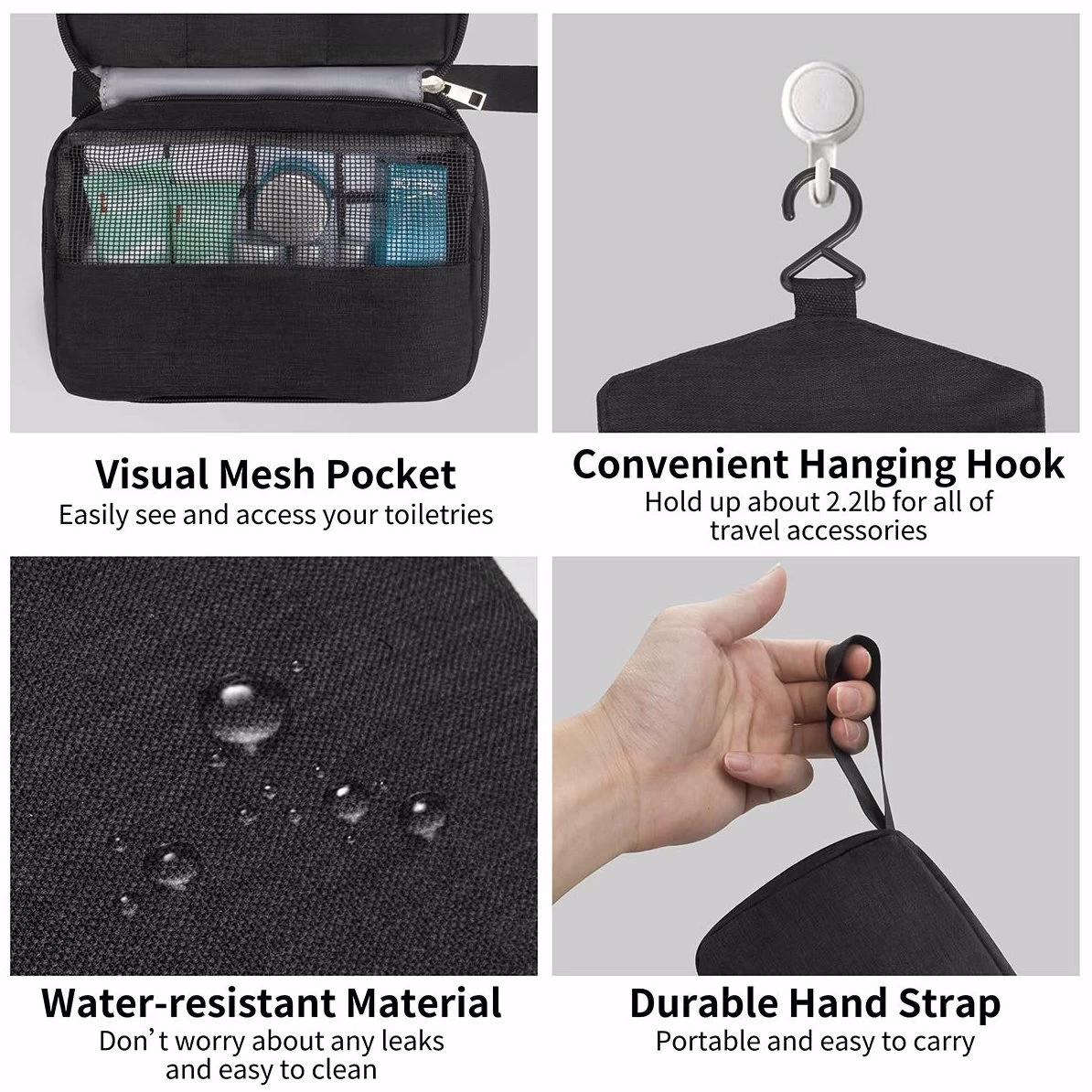 Catzon Toiletry Bag Travel Bag With Hanging Hook, Water-resistant Makeup Cosmetic Bag Travel Organiz 4 Catzon Toiletry Bag Travel Bag With Hanging Hook, Water-resistant Makeup Cosmetic Bag Travel Organiz - Image 3