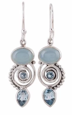 Beakey Blue Topaz Water Drop Dangle Earrings