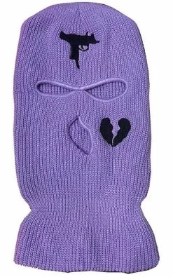 Beakey 3 Hole Uzi Balaclava Knitted Full Face Cover Ski Mask Winter Windproof Neck Warmer-Purple