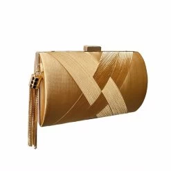 Beakey Womens Evening Clutch Bag Stain Fabric Bridal Purse For Wedding Prom Night Party-Gold