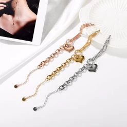 Bullion Gold Women's Boxed Lovely Heart Charm Dual Link Bracelet And Ruby Love Huggie Earrings Set I -Madam Clothing Store fb42db99 c0ae 472b a0ea 5ea4b04fa206