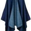 Beakey Womens Faux Cashmere Large Shawl Warm Cape Sweater Coat-Navy Blue -Madam Clothing Store fb4a2518a4e3d41f8bc662de9e338ba4