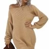 Beakey Womens Autumn Winter Off Shoulder Casual Loose Sweater Dress-Khaki 2 Beakey Womens Autumn Winter Off Shoulder Casual Loose Sweater Dress-Khaki -Madam Clothing Store fb5f160cfe78f3ae9328425c8d87124f