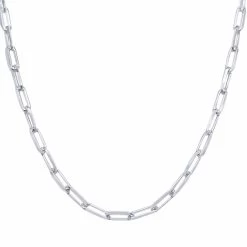 45cm Sterling Silver Wide Paperclip Link Necklace