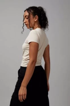 Factorie Fitted Graphic Tee Beige -Madam Clothing Store fbf8e70ad2189b89568d60d1177510eb